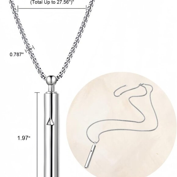 2PCS Breathing Necklace for Anxiety Relief Adjustable Chains Stainless Steel Whi - Picture 6 of 6